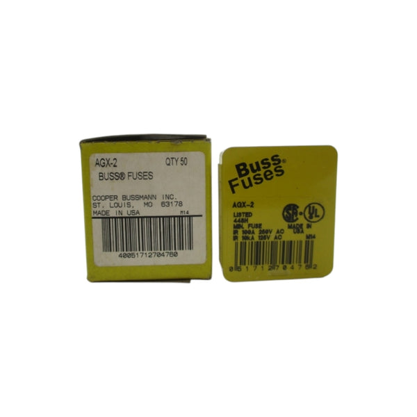 BUSSMANN AGX-2 125/250VAC 2A (PKG OF 50) (YELLOW) NSMP