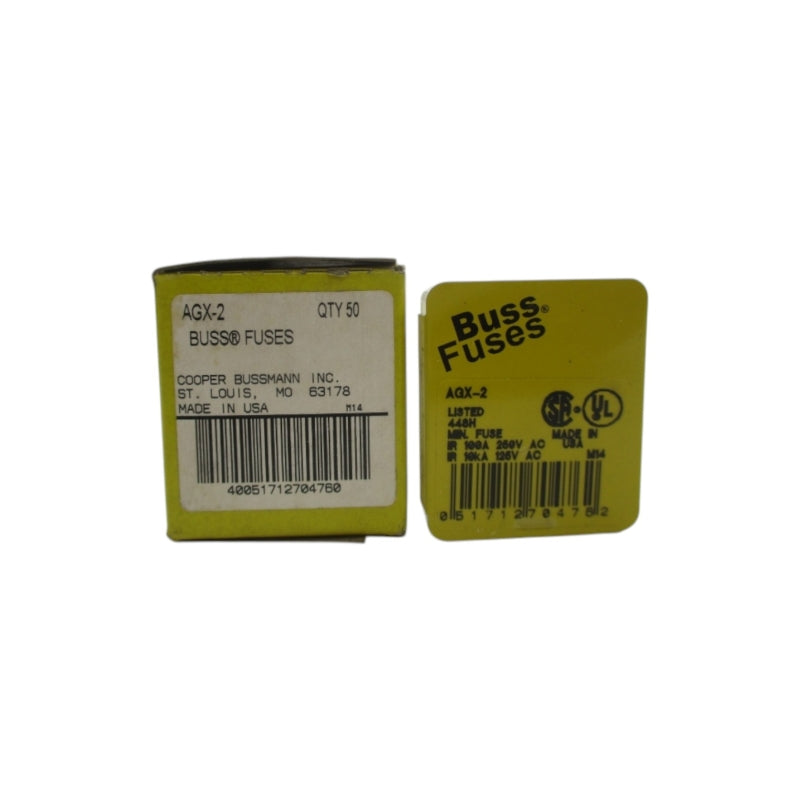 BUSSMANN AGX-2 125/250VAC 2A (PKG OF 50) (YELLOW) NSMP