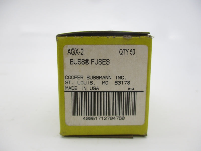 BUSSMANN AGX-2 125/250VAC 2A (PKG OF 50) (YELLOW) NSMP