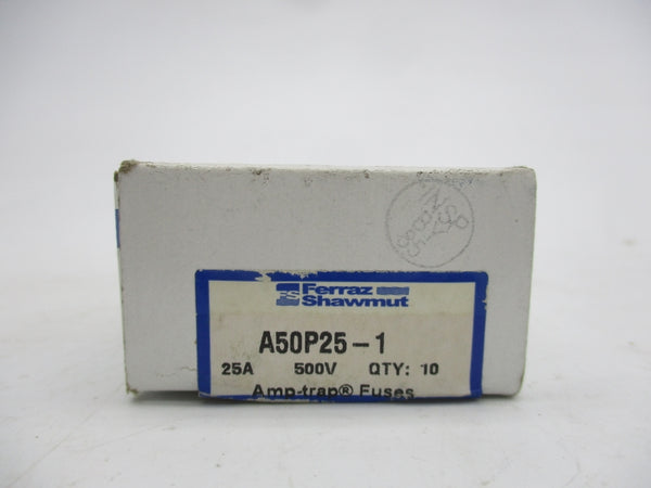 FERRAZ SHAWMUT A50P25-1 500VAC 25A (PKG OF 10) (WHITE) NSFS