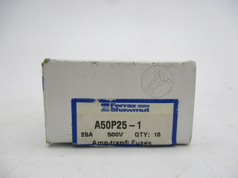 FERRAZ SHAWMUT A50P25-1 500VAC 25A (PKG OF 10) (WHITE) NSFS