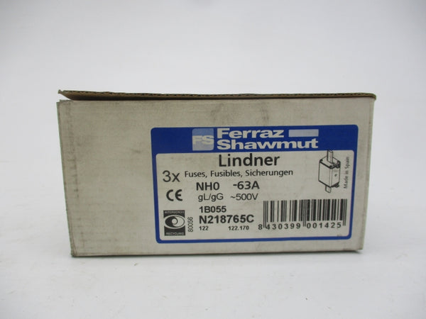 FERRAZ SHAWMUT NH0-63A 1B055 500V 63A (PKG OF 3) NSMP