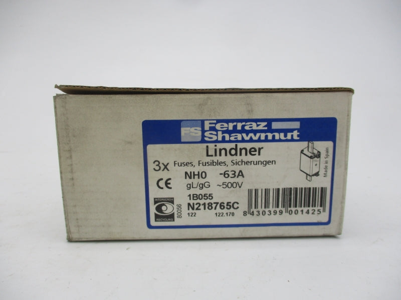 FERRAZ SHAWMUT NH0-63A 1B055 500V 63A (PKG OF 3) NSMP