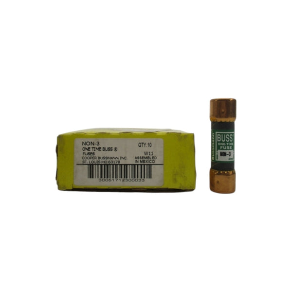 BUSSMANN NON-3 250VAC 3A (PKG OF 10) (YL/GR) NSMP