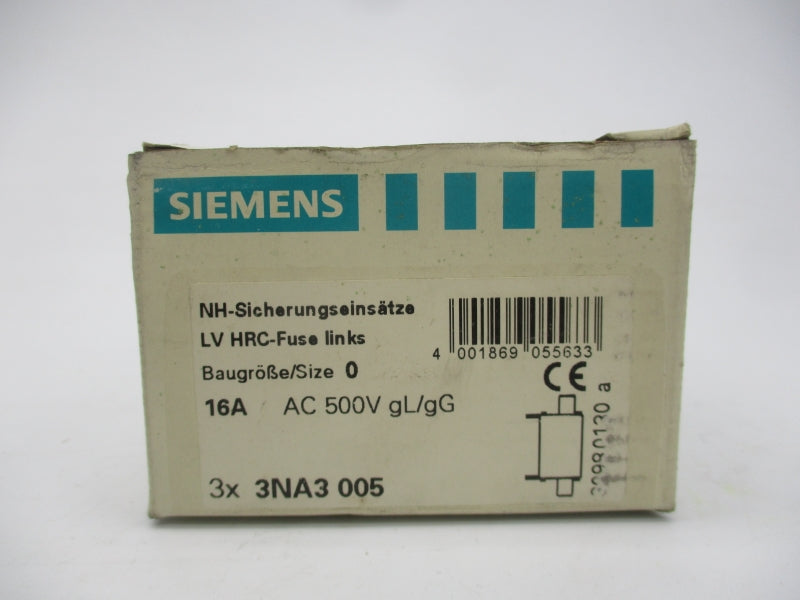 SIEMENS 3NA3005 500VAC 16A (PKG OF 3) NSMP
