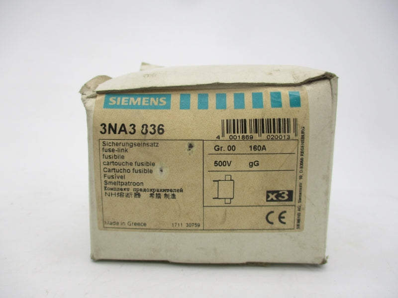 SIEMENS 3NA3836 500V 160A (PKG OF 3) NSMP