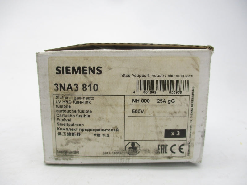 SIEMENS 3NA3810 500V 25A (PKG OF 3) NSMP