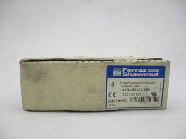 FERRAZ SHAWMUT A070URD30LI0050 A301921 700VAC 50A (PKG OF 3) NSMP