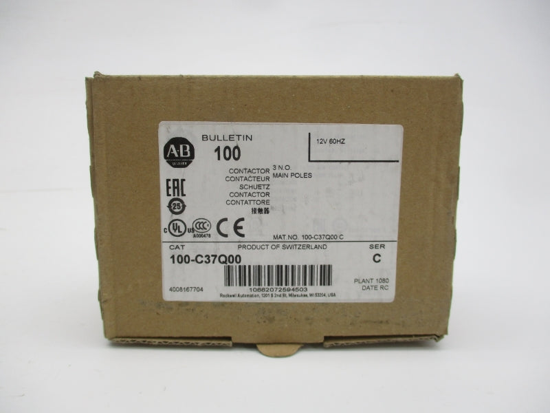 ALLEN BRADLEY 100-C37Q00 SER. C 12V (BR/WH) NSMP