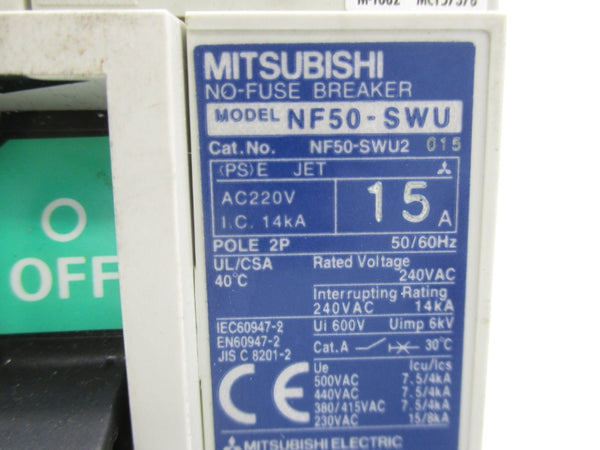 MITSUBISHI NF50-SWU 220VAC 15A UNMP