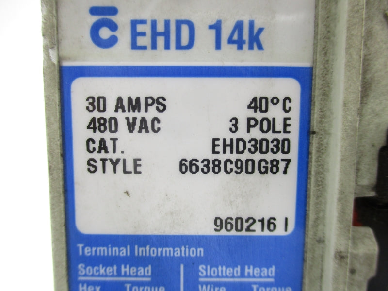 CUTLER HAMMER EHD3030 480VAC 30A UNMP