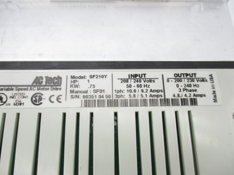 AC TECH SF210Y 208/240V 9.2A NSMP