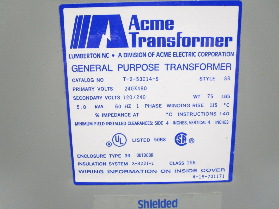 ACME T-2-53014-S  5.0KVA (AS PICTURED) NSNP