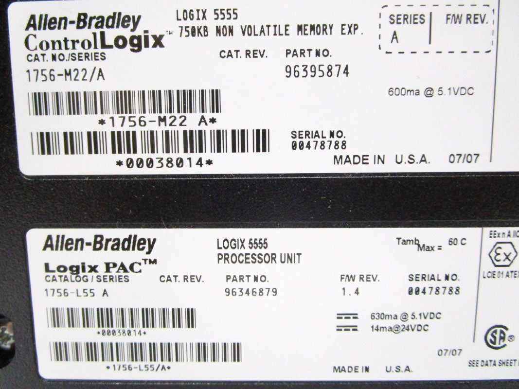 ALLEN BRADLEY 1756-L55M22 SER. A F/W 1.4 NSMP