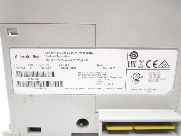 ALLEN BRADLEY 1768-PA3 SER. A VER. 04 120/240VAC 1.5A NSNP