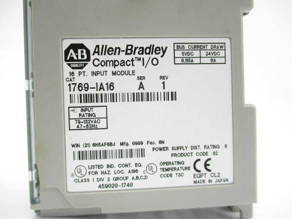 ALLEN BRADLEY 1769-IA16 SER. A 79-132VAC REV. 1 NSNP