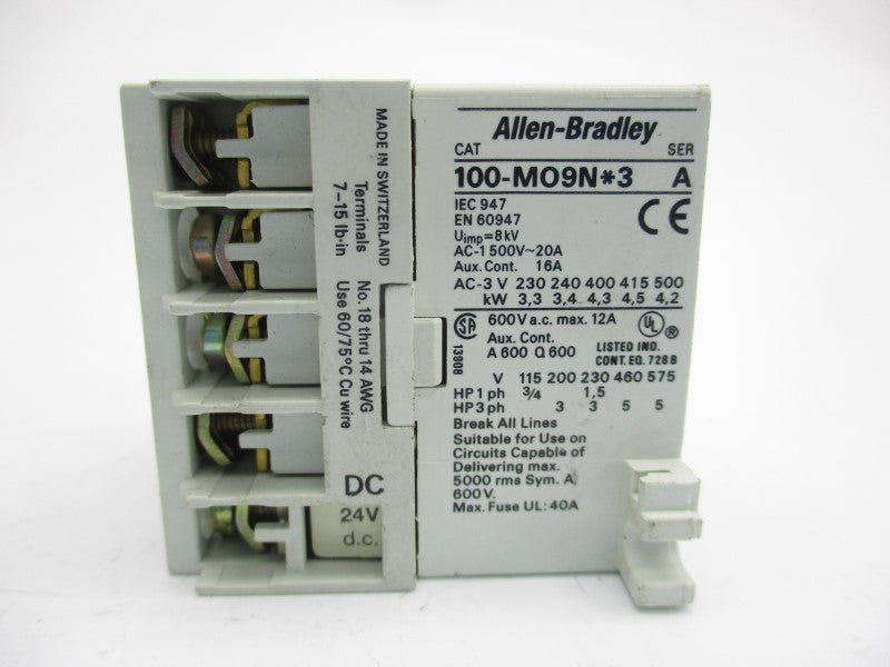 ALLEN BRADLEY 100-M09NJ3 SER. A 24VDC 16A NSNP