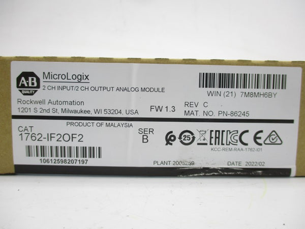 ALLEN BRADLEY 1762-IF2OF2 SER. B F/W 1.3 DATE: 2022 NSFS