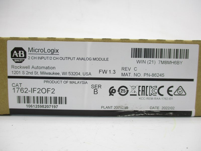 ALLEN BRADLEY 1762-IF2OF2 SER. B F/W 1.3 DATE: 2022 NSFS