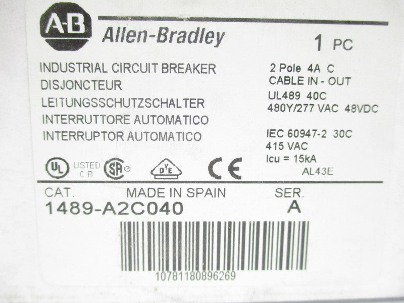 ALLEN BRADLEY 1489-A2C040 SER. A 277VAC 4A NSMP