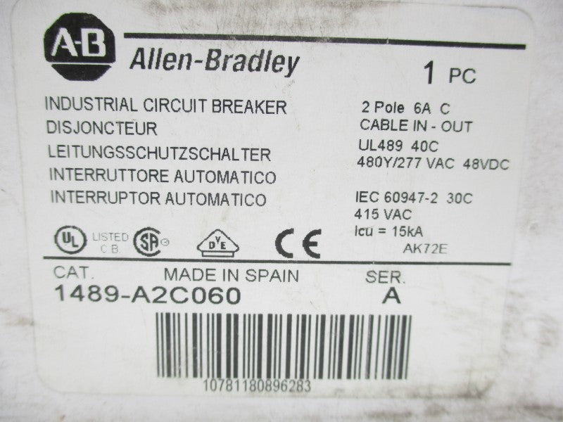 ALLEN BRADLEY 1489-A2C060 SER. A 277VAC 6A NSMP