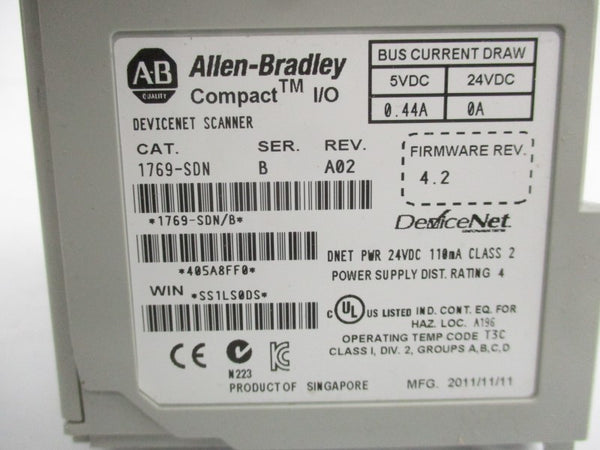 ALLEN BRADLEY 1769-SDN SER. B F/W 4.2 24VDC NSNP