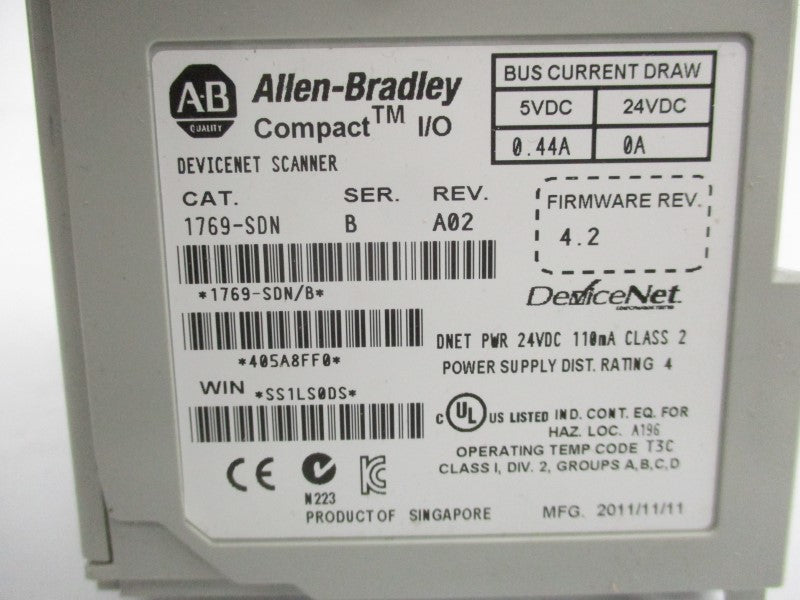 ALLEN BRADLEY 1769-SDN SER. B F/W 4.2 24VDC NSNP