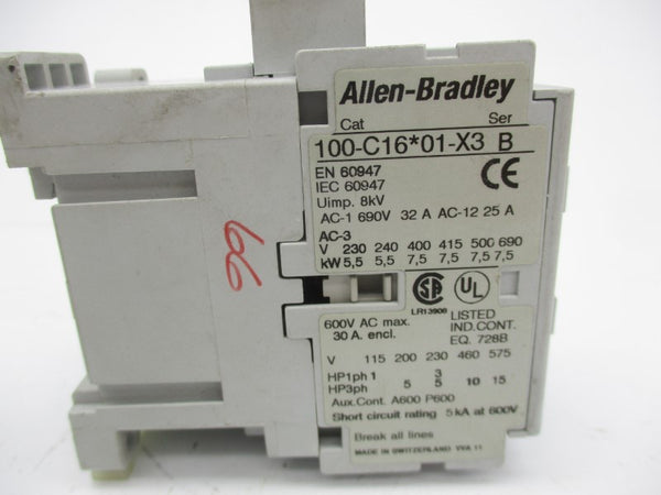 ALLEN BRADLEY 100-C16A01-X3 SER. B 200-220/208-240V 30A NSMP