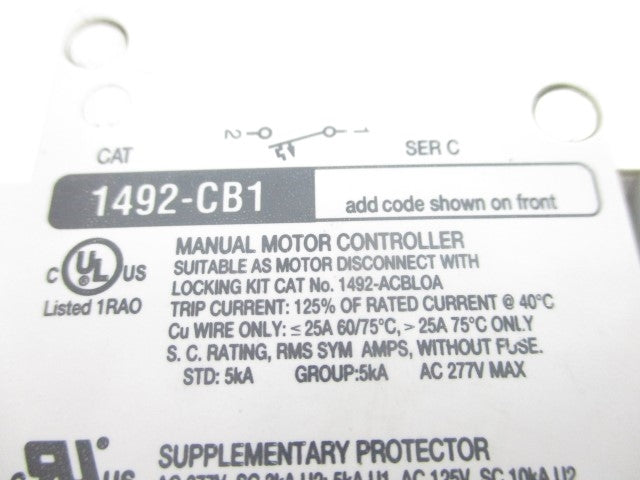 ALLEN BRADLEY 1492-CB1G250 SER. C 277VAC 25A UNMP