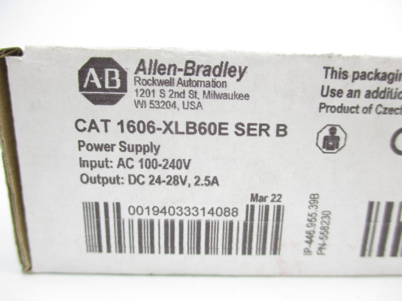 ALLEN BRADLEY 1606-XLB60E SER. B 100-240VAC 1.3-0.7A NSMP