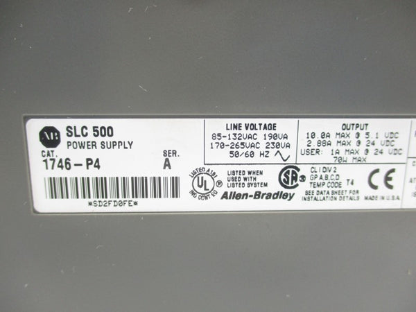 ALLEN BRADLEY 1746-P4 SER. A 170-265VAC (NO DOOR) UNMP