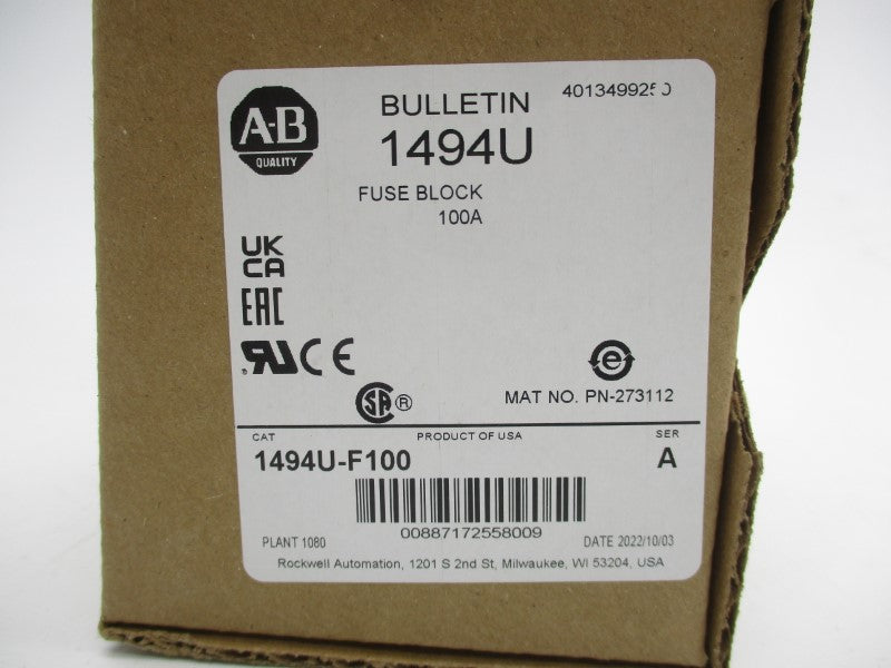 ALLEN BRADLEY 1494U-F100 SER. A 100A (BR/WH) NSMP