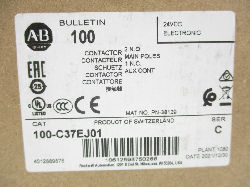 ALLEN BRADLEY 100-C37EJ01 SER. C 24VDC (BR/WH) NSMP