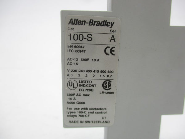 ALLEN BRADLEY 100-SA10 SER. A 600VAC 10A (BR/WH) NSMP
