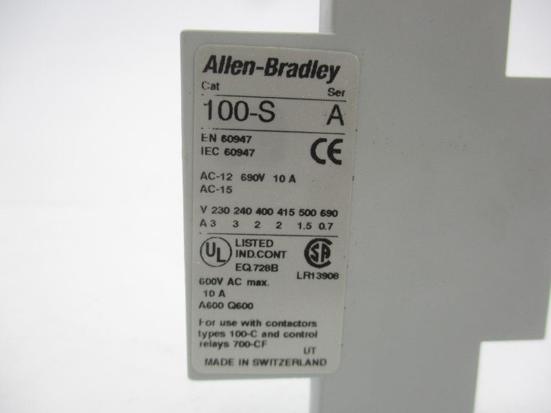ALLEN BRADLEY 100-SA10 SER. A 600VAC 10A (BR/WH) NSMP