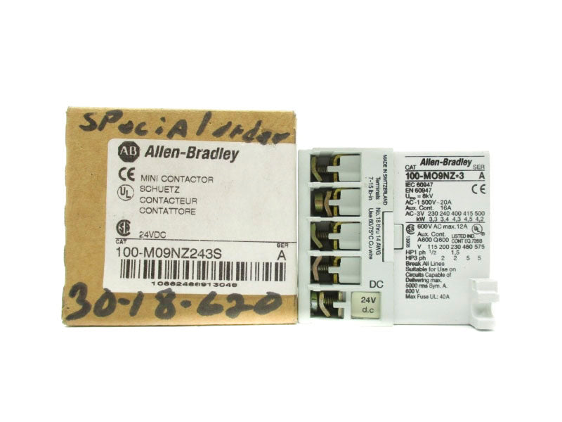 ALLEN BRADLEY 100-M09NZ243S SER. A 24VDC 20A (BR/WH) NSMP