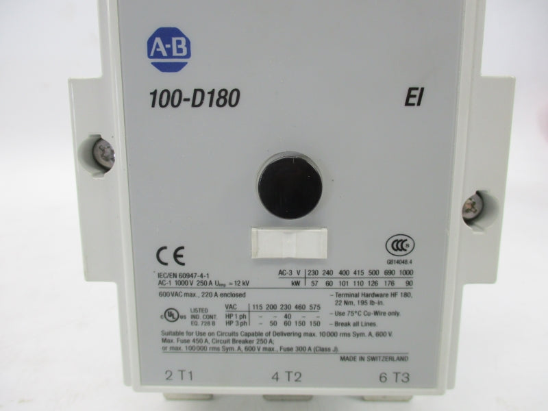 ALLEN BRADLEY 100-D180ED11 SER. B 110-130V 250A (BR/WH) NSMP