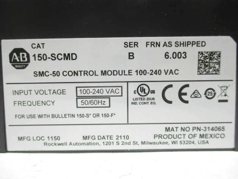 ALLEN BRADLEY 150-SCMD SER. B F/W 6.003 100-240VAC NSMP