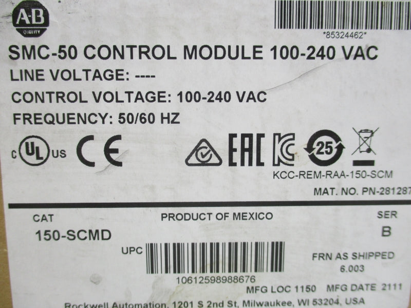 ALLEN BRADLEY 150-SCMD SER. B F/W 6.003 100-240VAC NSMP