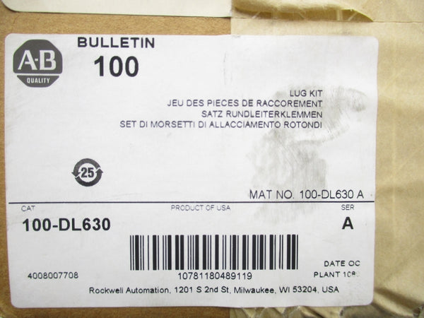 ALLEN BRADLEY 100-DL630 SER. A NSMP