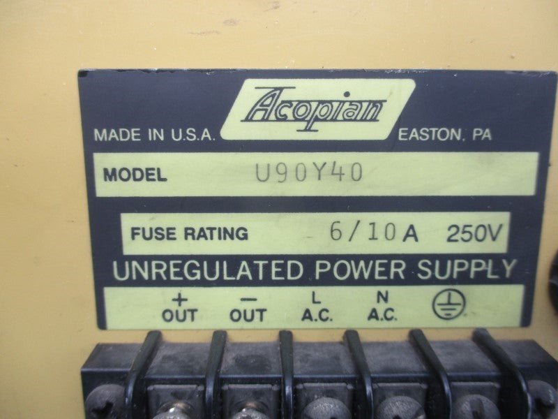 ACOPIAN U90Y40 250V 6/10A UNMP