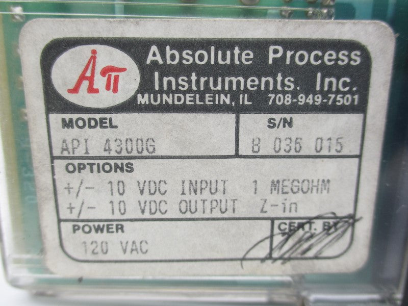 ABSOLUTE PROCESS INSTRUMENTS API4300G 120VAC NSMP