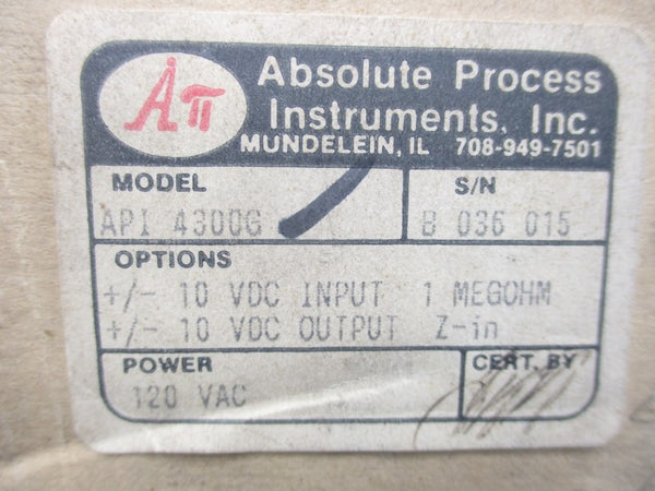 ABSOLUTE PROCESS INSTRUMENTS API4300G 120VAC NSMP