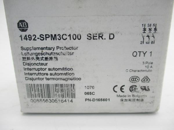 ALLEN BRADLEY 1492-SPM3C100 SER. D 440VAC 10A NSMP