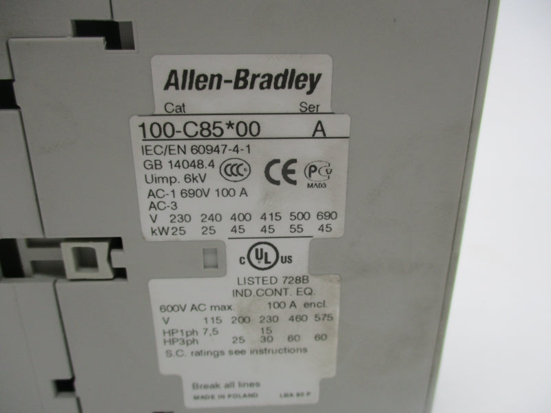 ALLEN BRADLEY 100-C85D00 SER. A 110/120V 100A NSNP