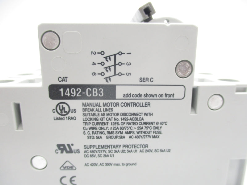 ALLEN BRADLEY 1492-CB3G100 SER. C 480VAC 10A NSNP