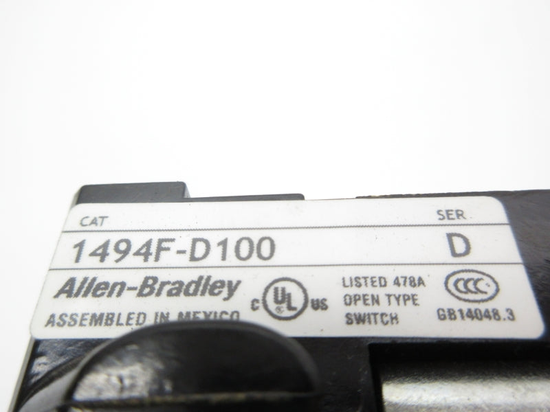 ALLEN BRADLEY 1494F-D100 SER. D 600VAC 100A NSNP