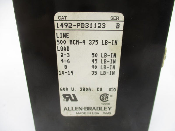 ALLEN BRADLEY 1492-PD31123 SER. B 600V 380A (AS PICTURED) NSNP