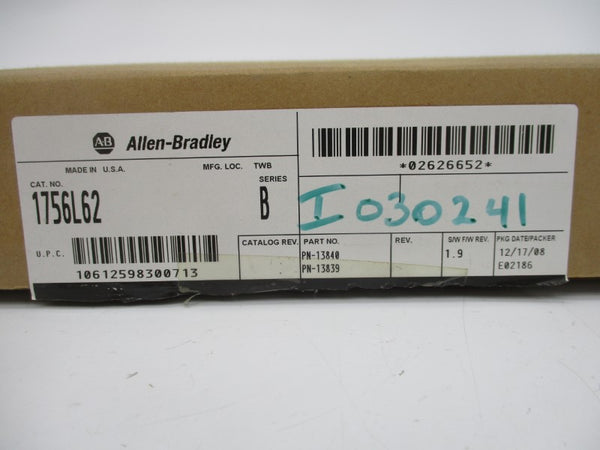 ALLEN BRADLEY 1756-L62 SER. B F/W 1.9 24VDC NSMP