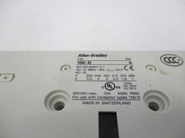 ALLEN BRADLEY 100-DS2-11 SER. A (BR/WH) NSMP